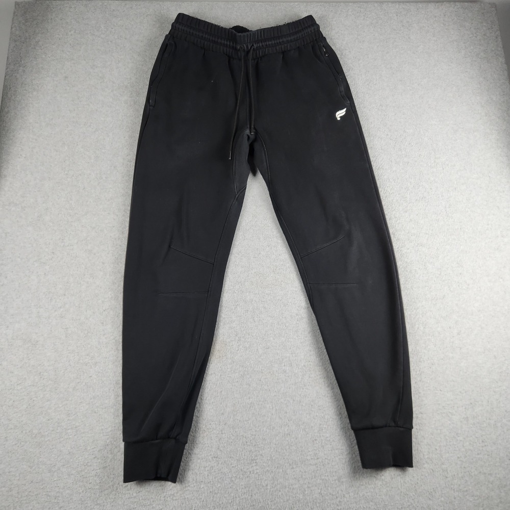 Fabletics Joggers Mens Medium Black Fleece Lined Drawstring Waist Tapered Leg